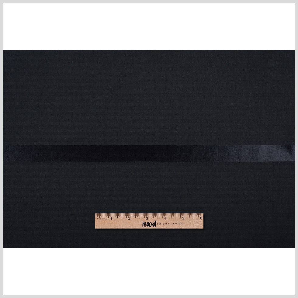 Black Herringbone Wool Suiting Folded