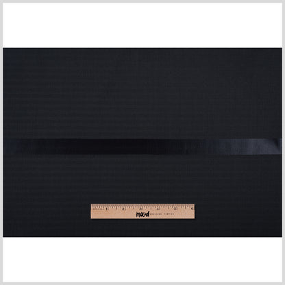 Black Herringbone Wool Suiting Folded