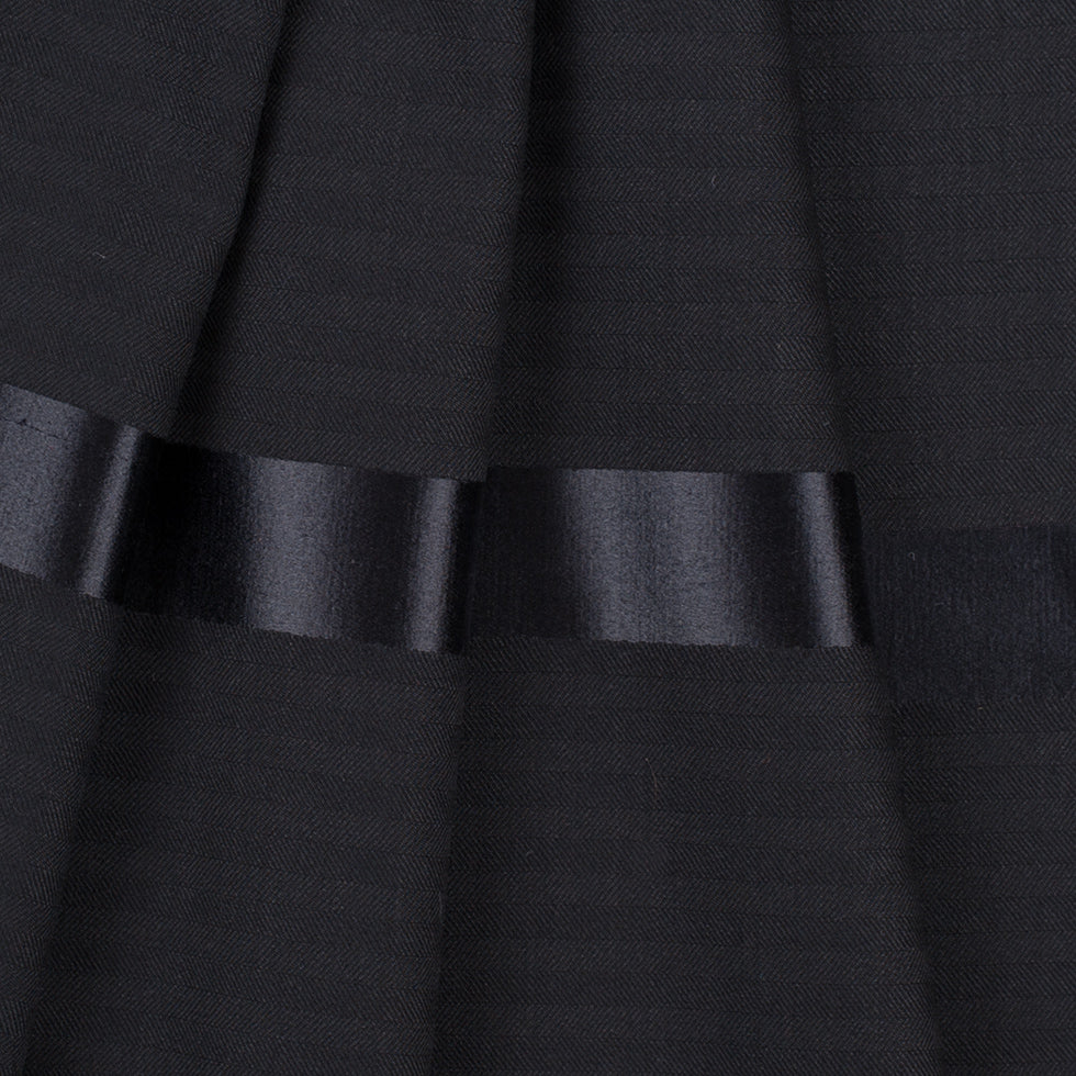 Black Herringbone Wool Suiting Detail