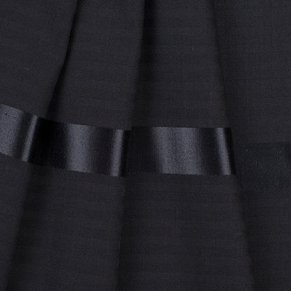 Black Herringbone Wool Suiting Detail