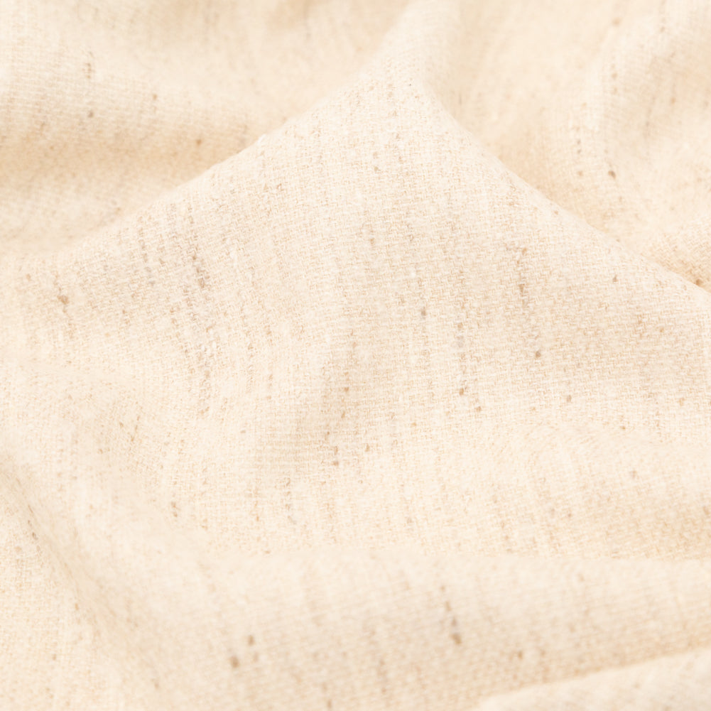 Italian Almond Milk Wool Woven Panel with Multicolored Stripes Detail