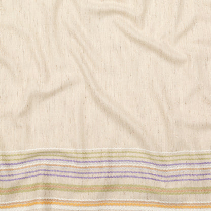 Italian Almond Milk Wool Woven Panel with Multicolored Stripes