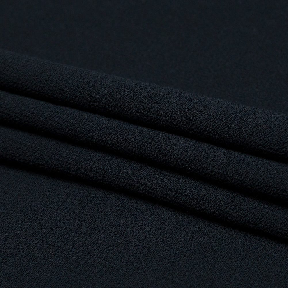 Italian Midnight Navy Creped Wool Double Cloth Folded