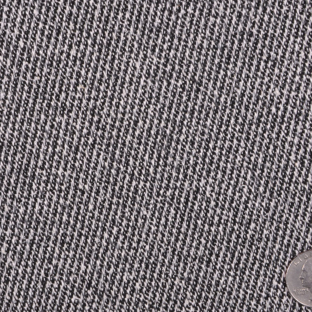 Italian Black, White and December Sky Heathered Wool Twill