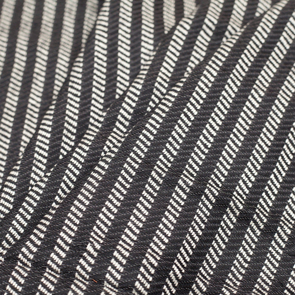 Black/Off-White Herringbone Wool Woven Folded