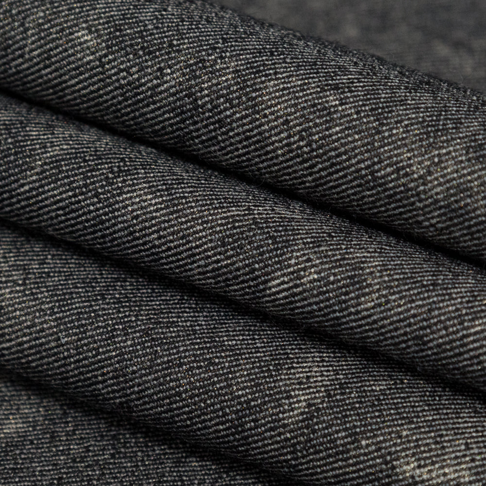 Donna Karan Italian Charcoal, Champagne and Metallic Gold Reversible Stretch Wool Twill Folded