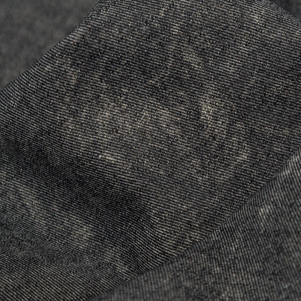 Donna Karan Italian Charcoal, Champagne and Metallic Gold Reversible Stretch Wool Twill Detail