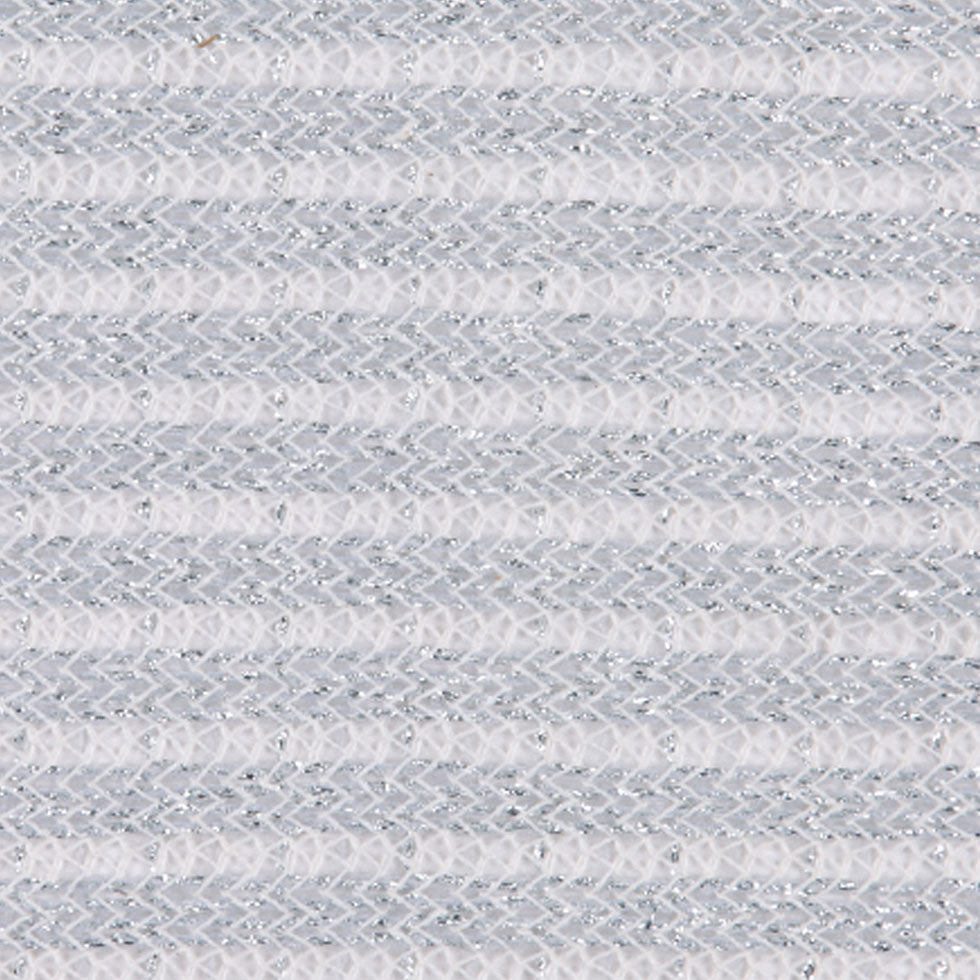 Metallic Silver Wool Blend Striped Knit Detail