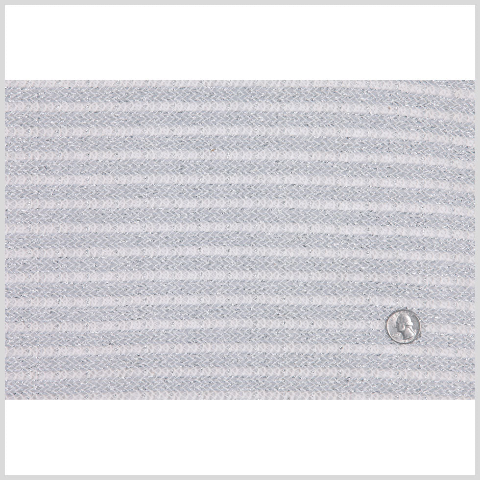 Metallic Silver Wool Blend Striped Knit Full