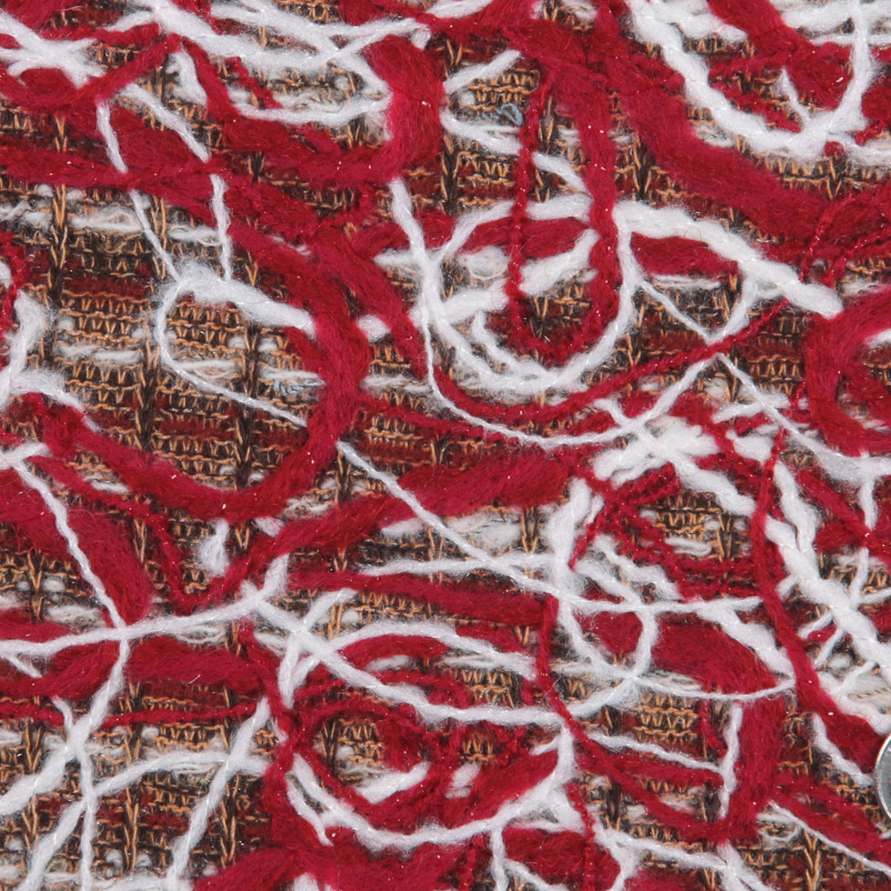 Red/White/Orange Solid Novelty Knit Detail