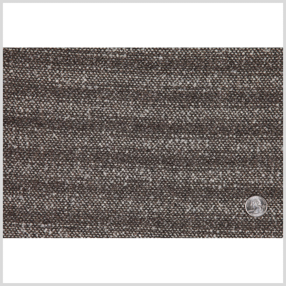 Famous NYC Designer Italian Heathered Brown Ticking Stripes Wool Boucle Full