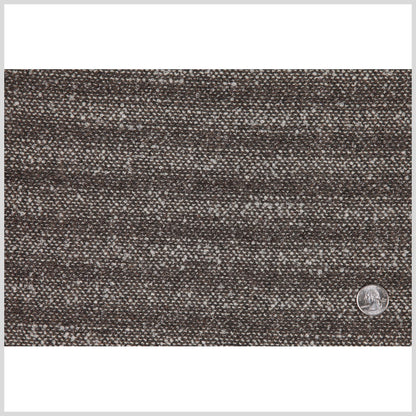 Famous NYC Designer Italian Heathered Brown Ticking Stripes Wool Boucle Full
