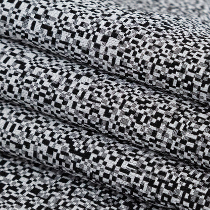 Italian Black and White Geometric Ombre Polyester Jacquard Panel Folded