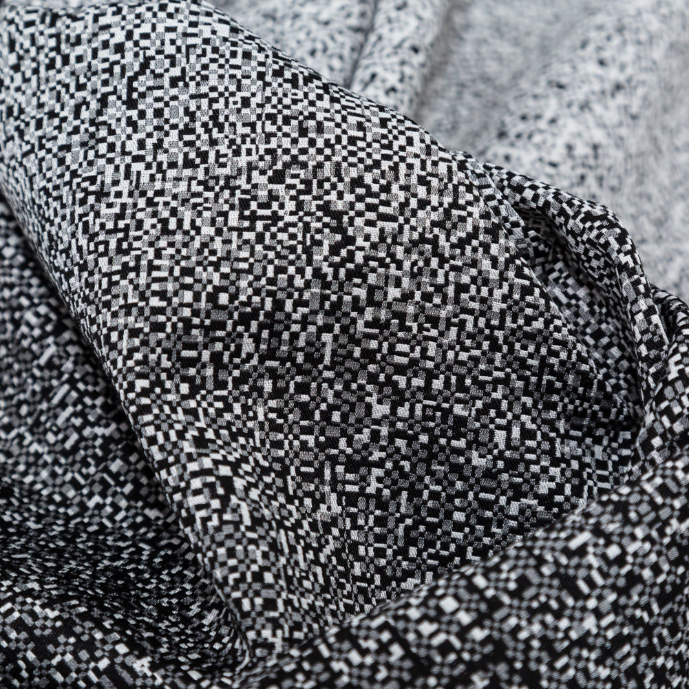 Italian Black and White Geometric Ombre Polyester Jacquard Panel Detail