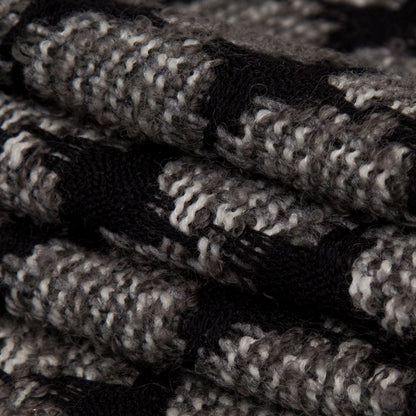 Italian Black, White Alyssum and Steeple Gray Wool Woven Featuring Novelty Boucle Squares Folded