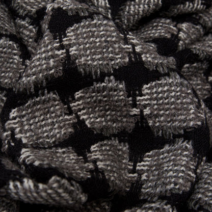 Italian Black, White Alyssum and Steeple Gray Wool Woven Featuring Novelty Boucle Squares Detail