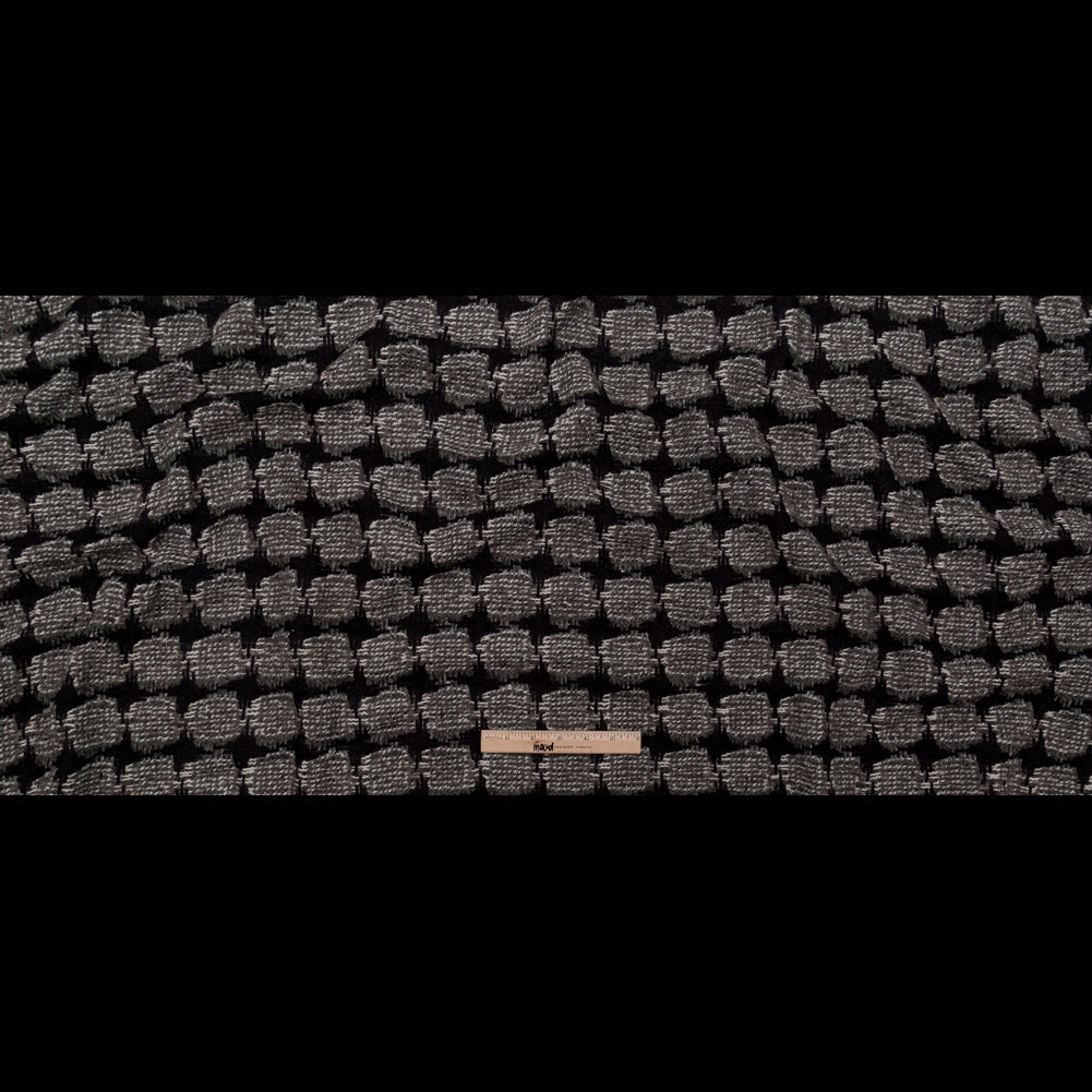 Italian Black, White Alyssum and Steeple Gray Wool Woven Featuring Novelty Boucle Squares Full