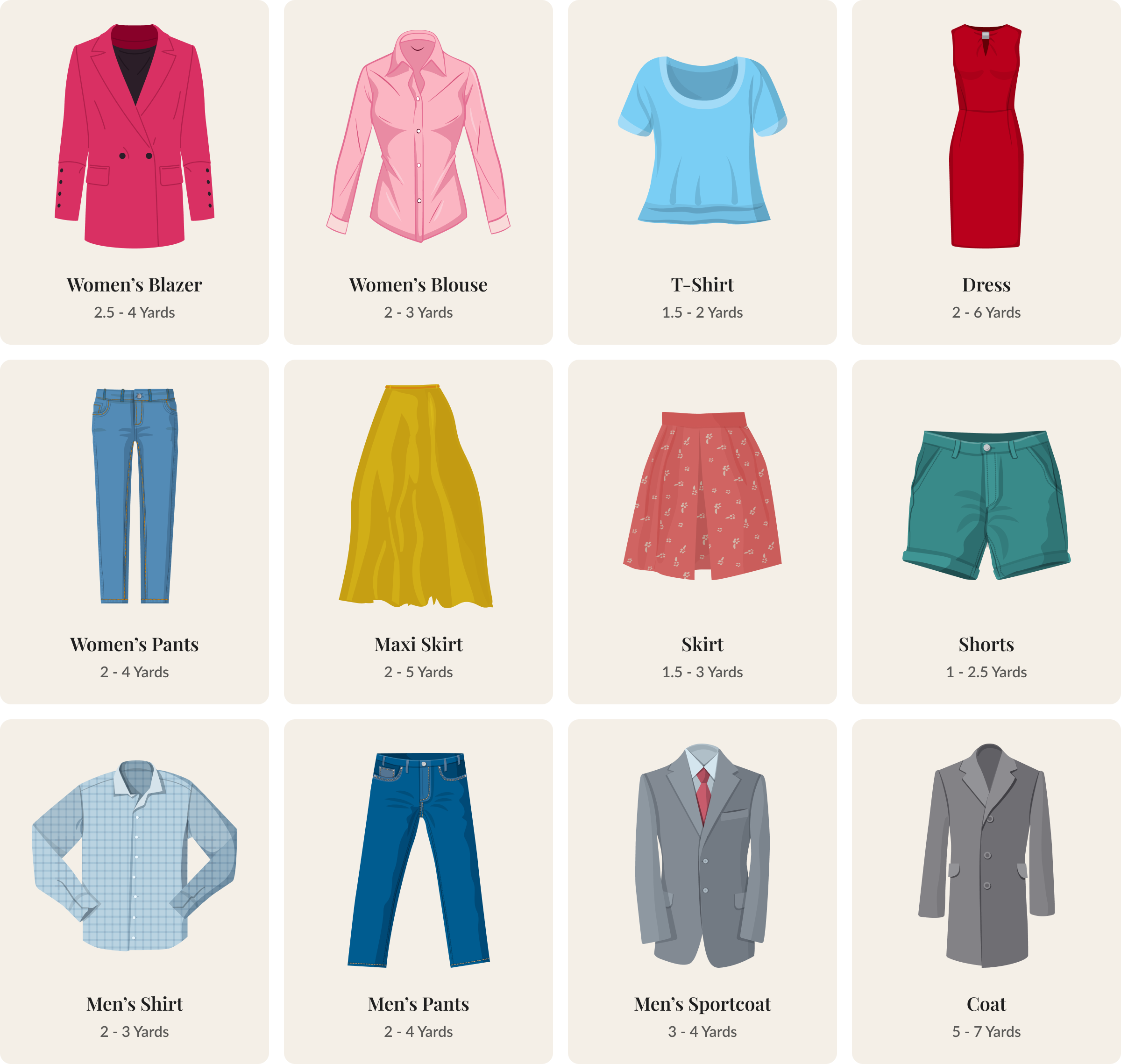 A close up of a picture of a variety of clothing items