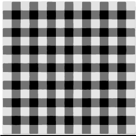 A black and white plaid pattern on a square plate