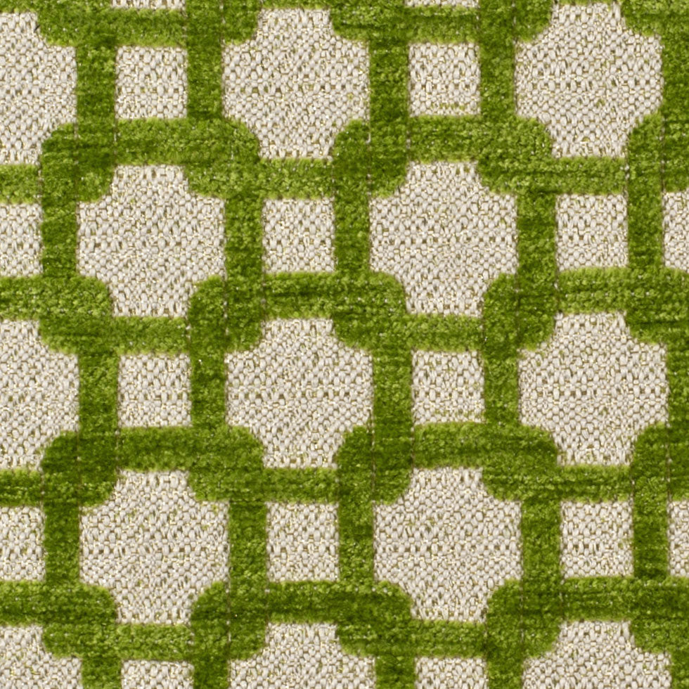 Apple Green/Metallic Cream Net Chenille with Metallic Base Detail