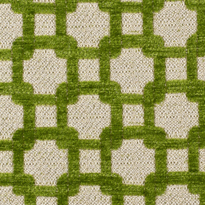 Apple Green/Metallic Cream Net Chenille with Metallic Base Detail