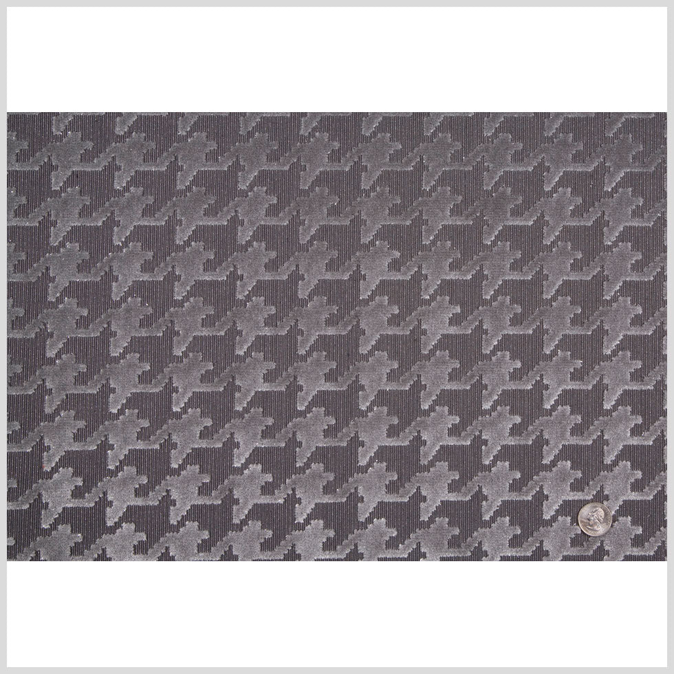 Charcoal Gray/Light Gray Houndstooth Velvet Full