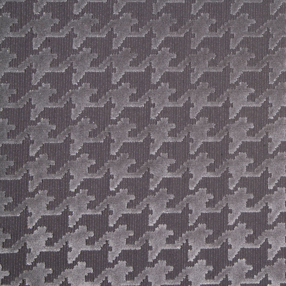 Charcoal Gray/Light Gray Houndstooth Velvet