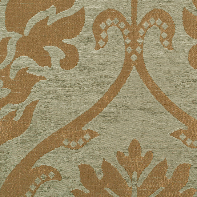 Italian Olive/Gold Polyester Blended Damask Chenille