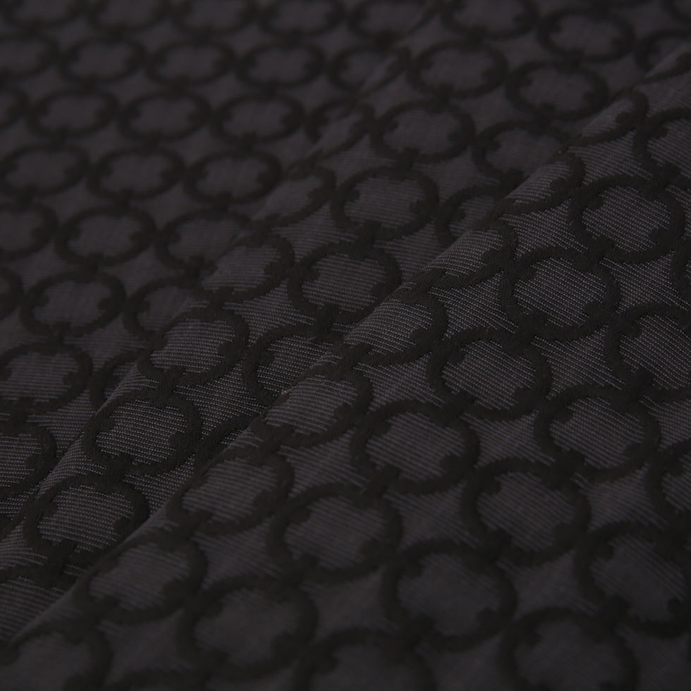 Anchor Geometric Embroidered Cotton-Poly Woven Folded