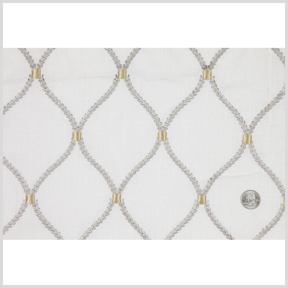 White Classical Rayon Embroidered Linen Full