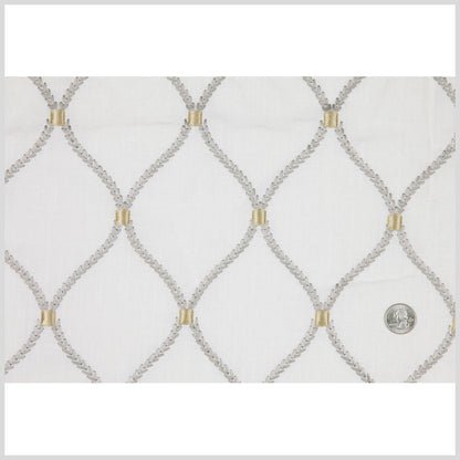 White Classical Rayon Embroidered Linen Full