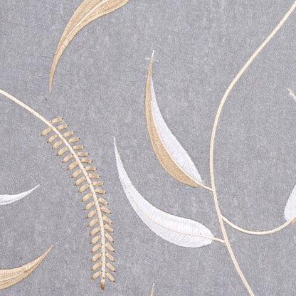 White/Soft Gray/Bronze/Cream Floral Organza Detail