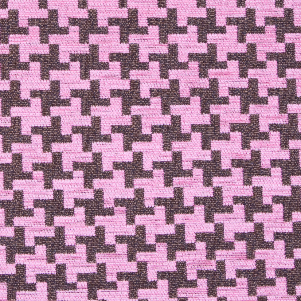 Raspberry Ice/Black-Brown Houndstooth Chenille - Detail