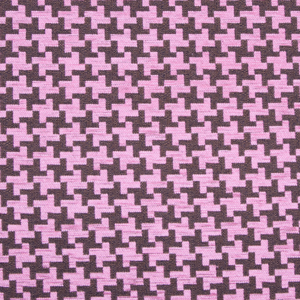 Raspberry Ice/Black-Brown Houndstooth Chenille