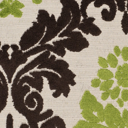 Natural/Chocolate/Lime Damask Chenille Detail