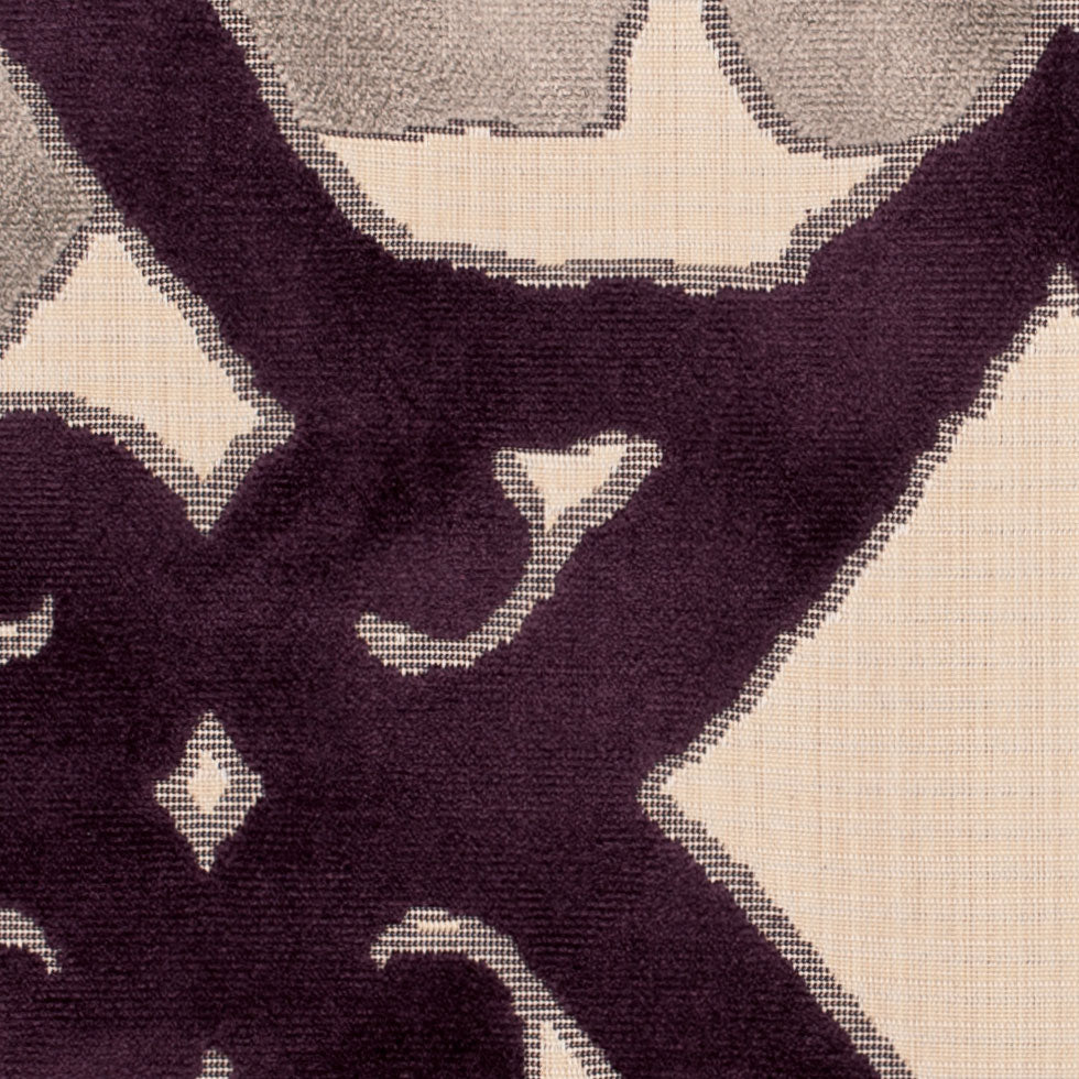 Purple/Beige/Stone Geometric Chenille Detail