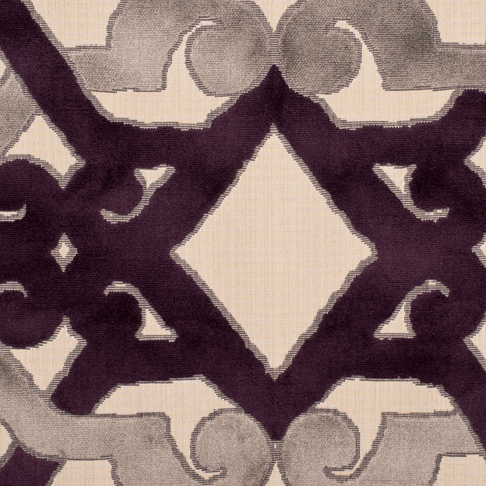 Purple/Beige/Stone Geometric Chenille