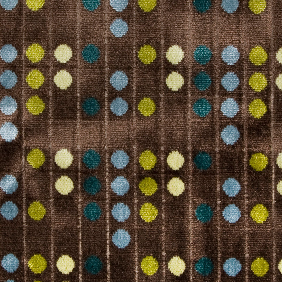 Brown/Blue Polka Dots Chenille Detail