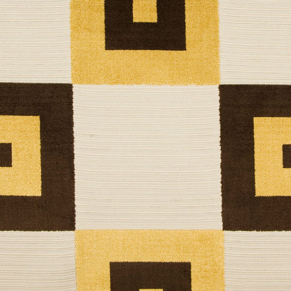 Gold/Chocolate/Natural Geometric Chenille Detail