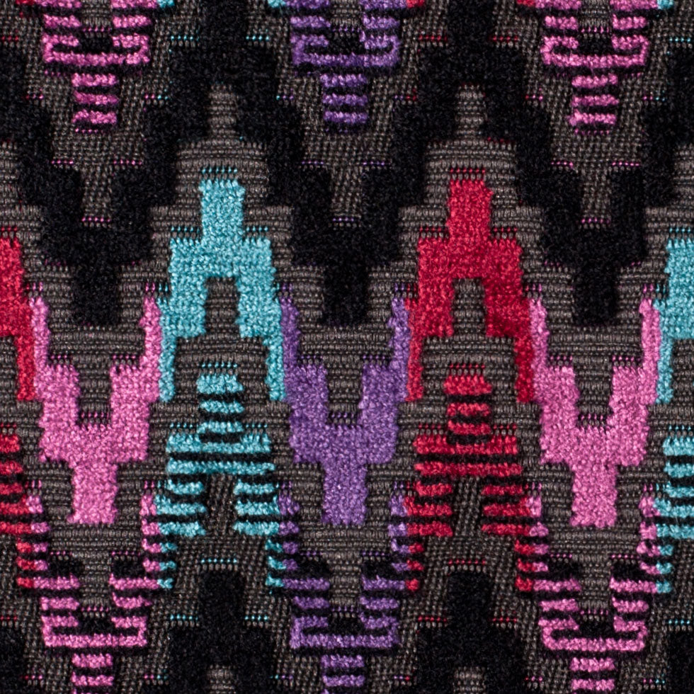 Zwart/Multi 6489 Ikat Velvet Detail