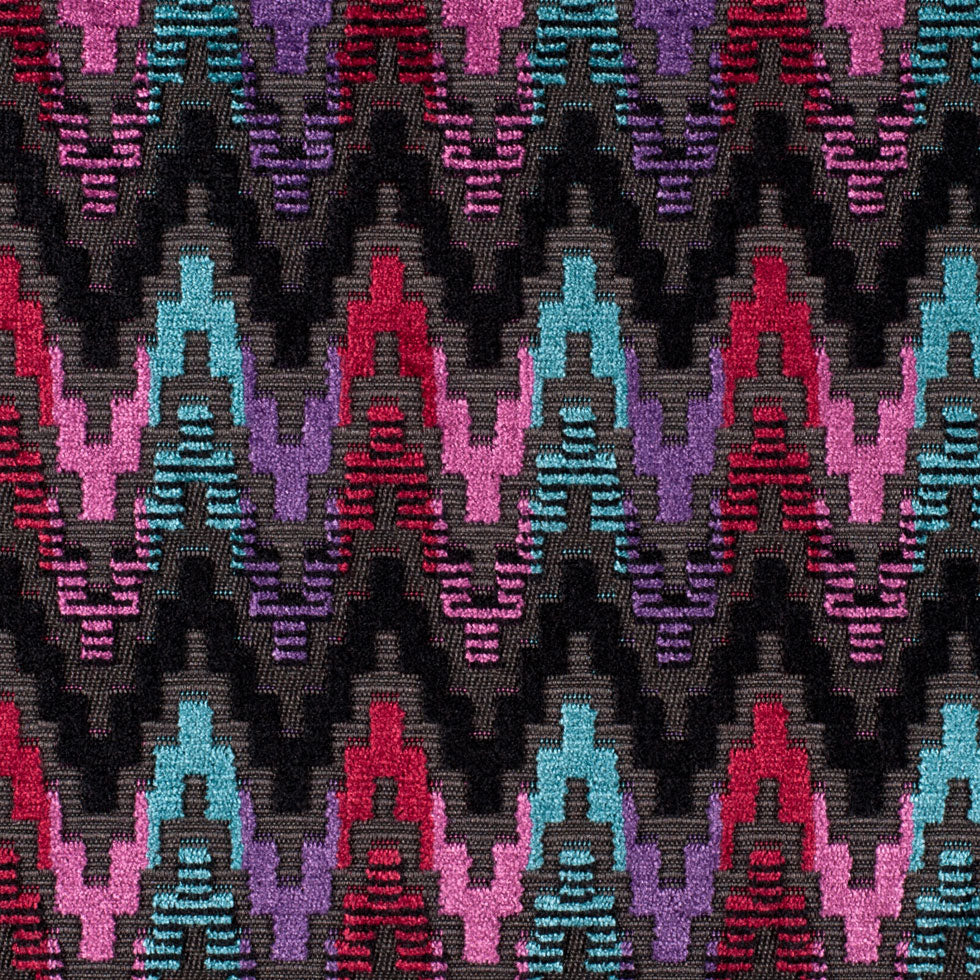 Zwart/Multi 6489 Ikat Velvet