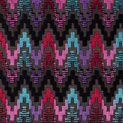 Zwart/Multi 6489 Ikat Velvet