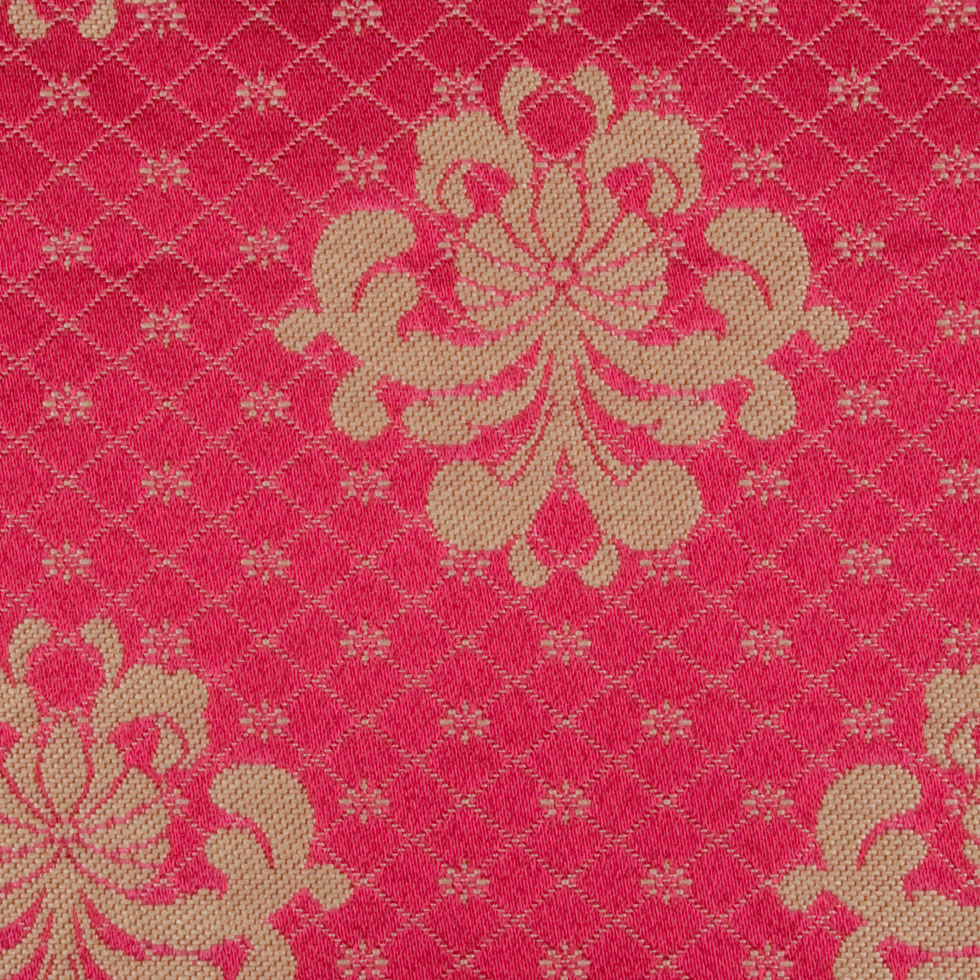 Deep Coral/Gold Classical Brocade Detail