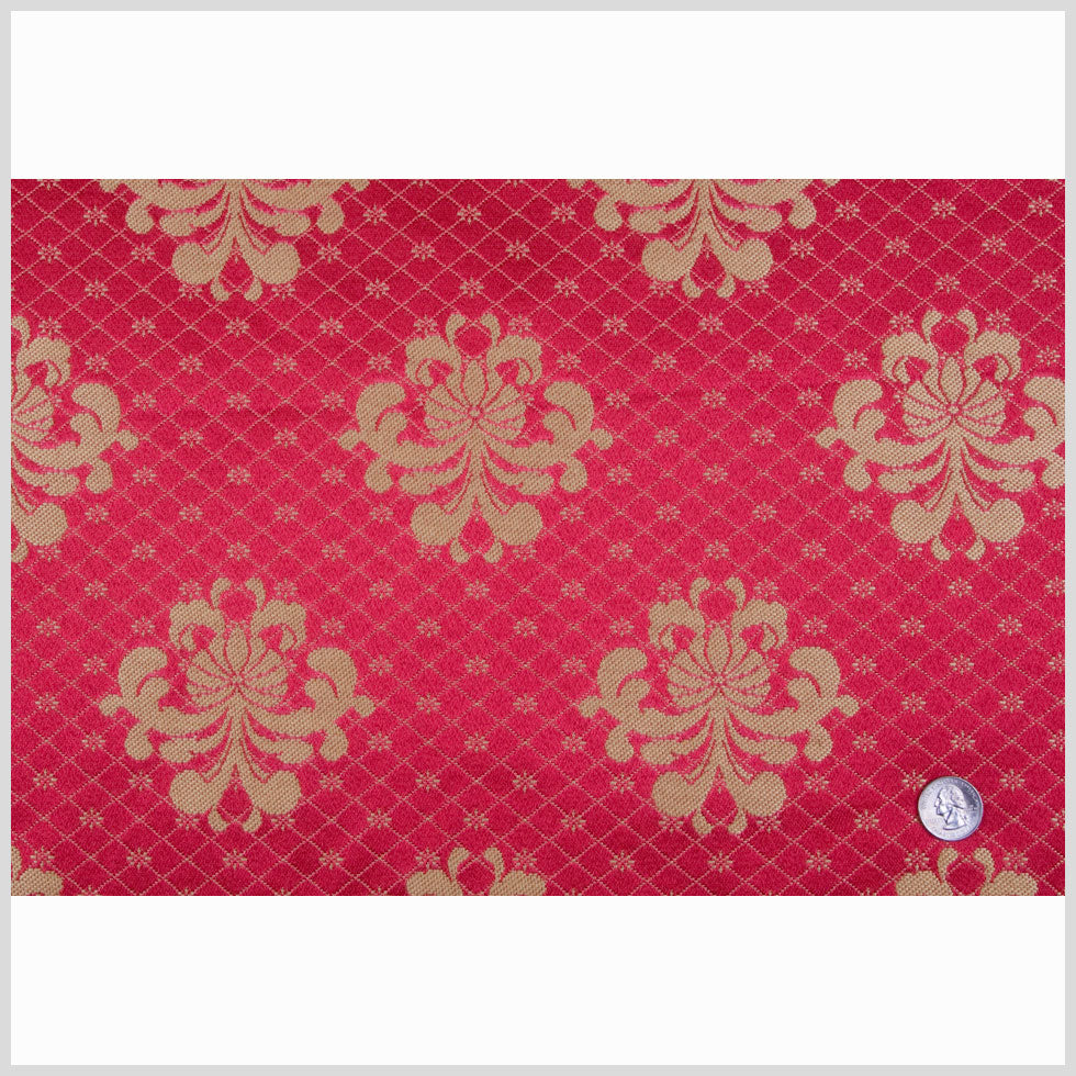 Deep Coral/Gold Classical Brocade Full