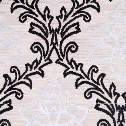 Black/White/ Beige Floral Chenille Detail