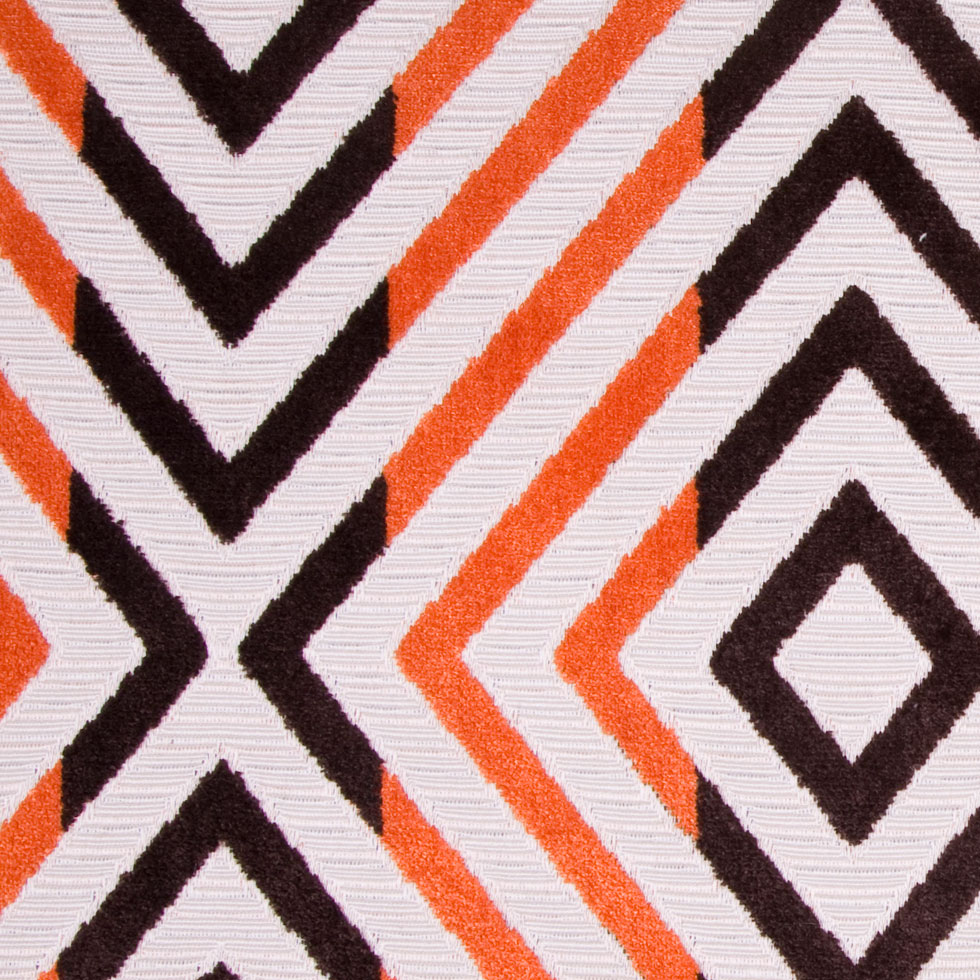 Orange/Chocolate/Beige Diamonds Chenille Detail