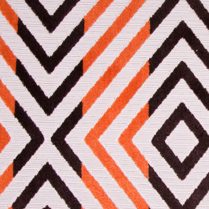 Orange/Chocolate/Beige Diamonds Chenille Detail