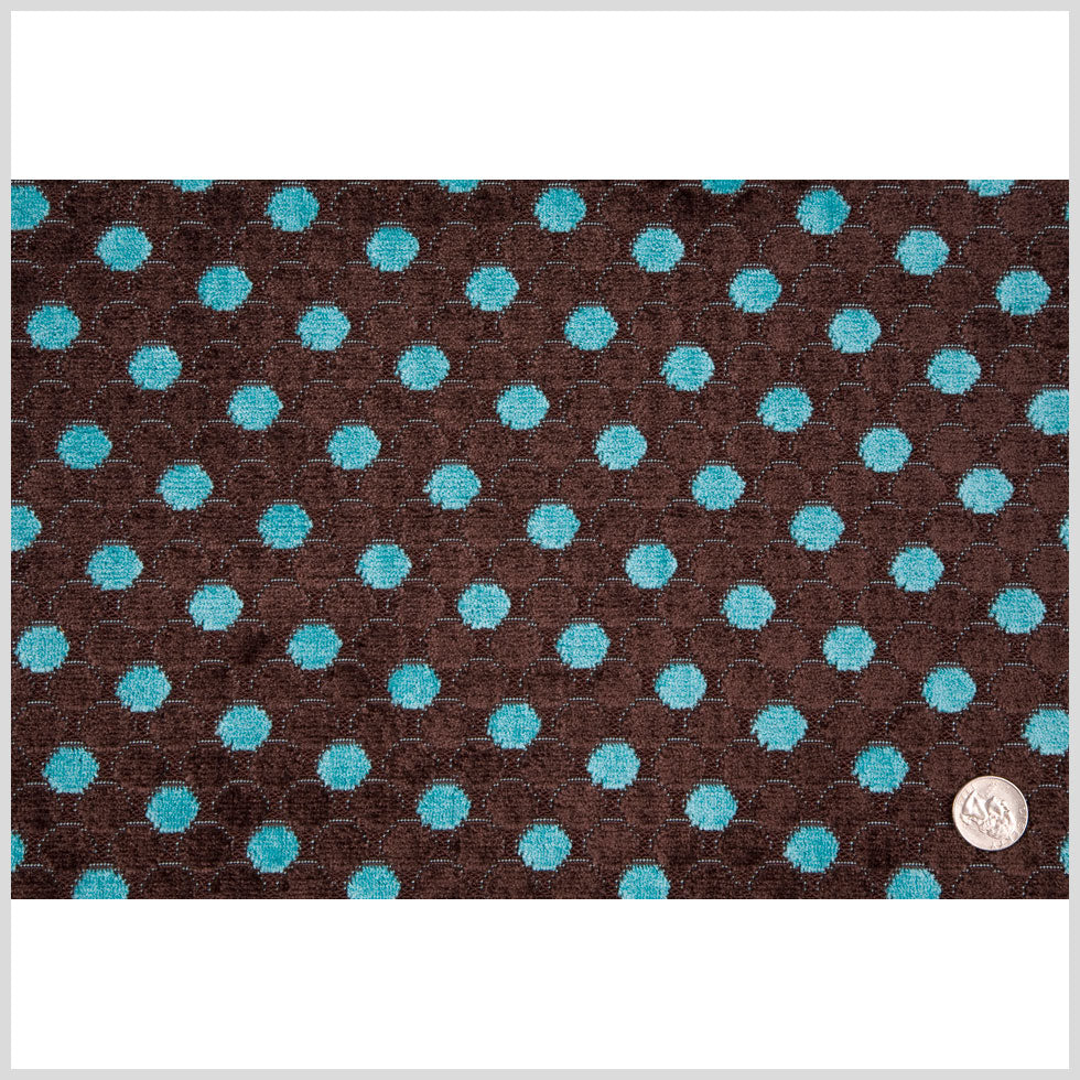 Mocha/Teal Polka Dots Chenille Full