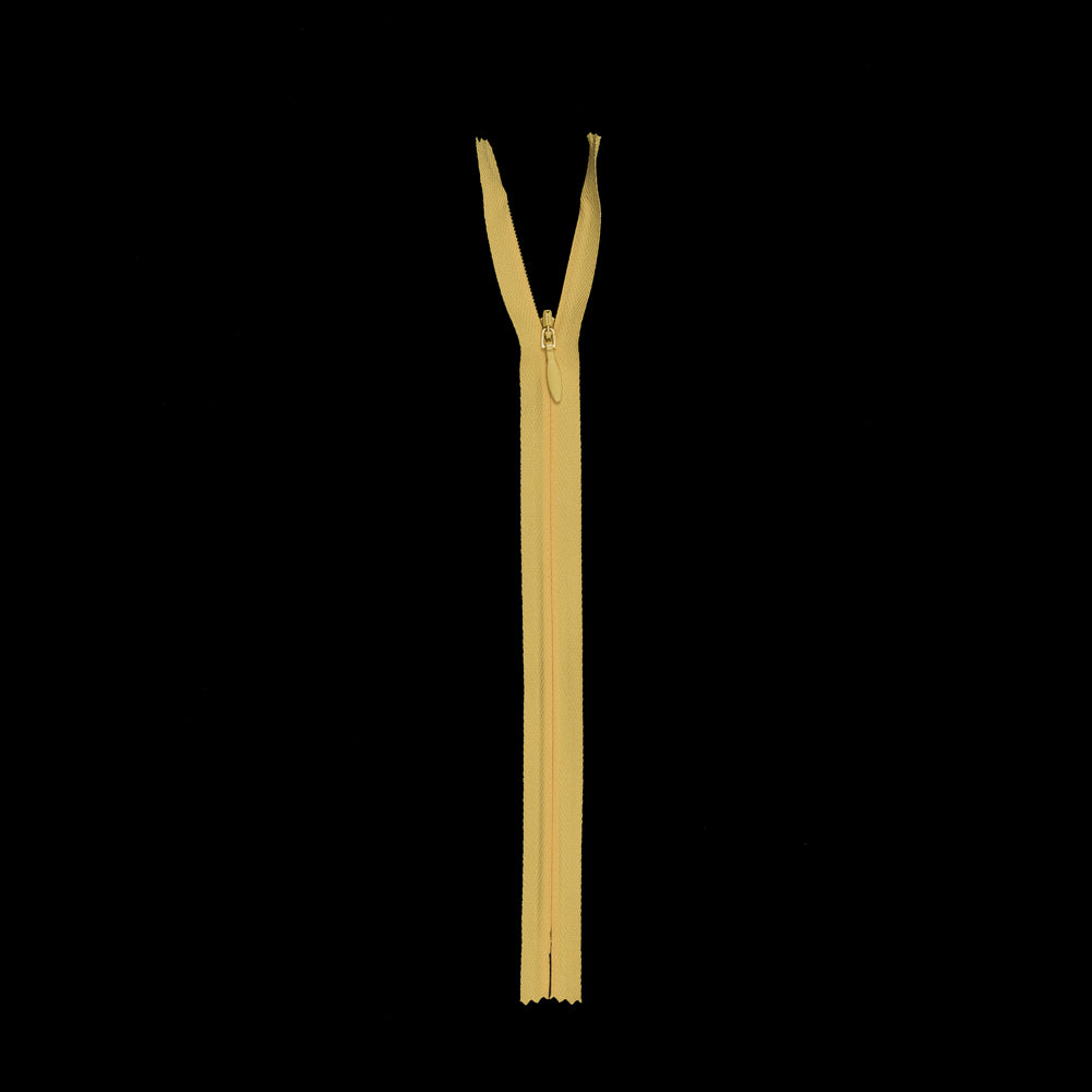 Invisible Zipper 9" by YKK - 116 Empire Yellow Detail