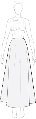 A drawing of a woman in a white dress